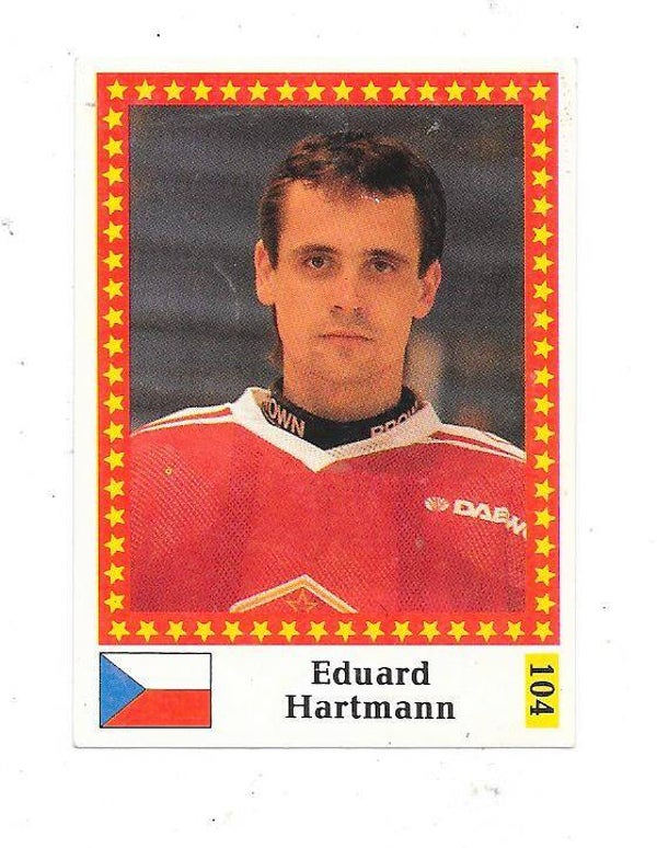 1991 Swedish Semic Ice Hockey WC Sticker #104 Eduard Hartmann , Czechoslovakia & HK Dukla Trencin