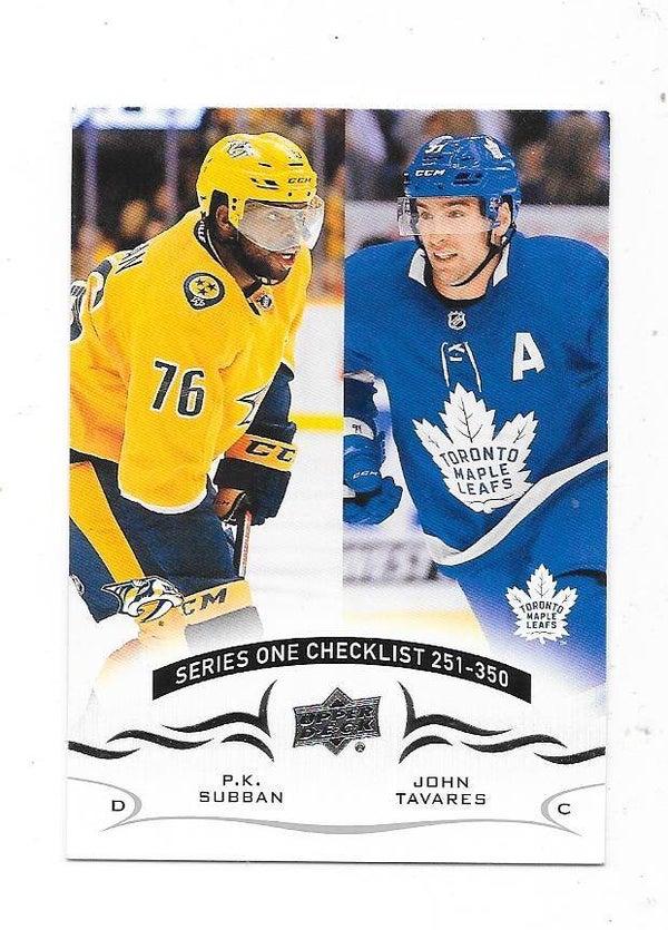 2018-19 Upper Deck NHL Ice Hockey Card #449 P.K.Subban , Nashville Predators & John Tavares , Toronto Maple Leafs