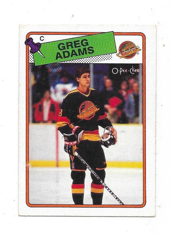 1988-89 OPC NHL Ice Hockey Card #162 Greg Adams , Vancouver Canucks
