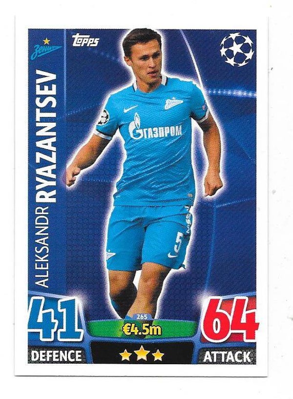 2015-16 Topps Match Attax Champions League Football card #265 Aleksandr Ryazantsev , Zenit St Petersburg