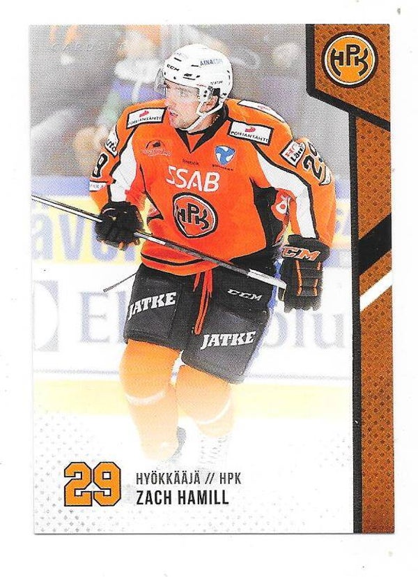 2014-15 Finnish Cardset #204 Zach Hamill , HPK , Everett Silvertips