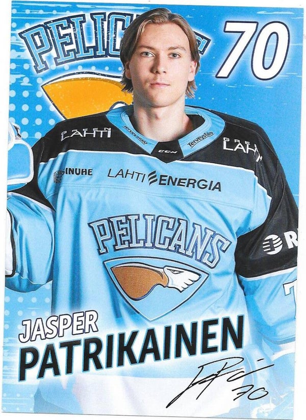 2023-24 Finnish Pelicans Teamissued #70 Jasper Patrikainen  , HK Nitra