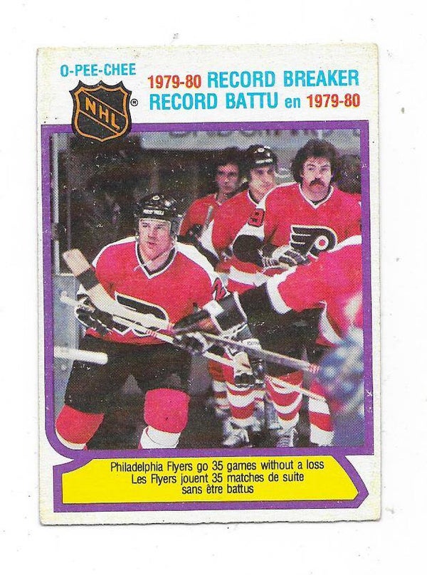1980-81 OPC NHL Ice Hockey Card #1 Philadelphia Flyers , Record