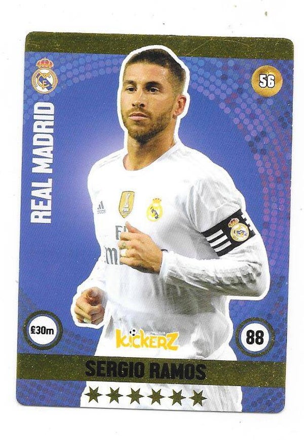 2015-16 Swedish Kickerz Goldstar football card # Sergio Ramos , Real-Madrid & Spain