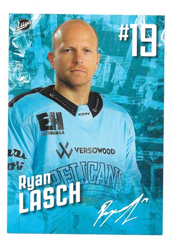 2023-24 Finnish Pelicans Teamissued Ice Hockey Card #19 Ryan Lasch , HC Frölunda