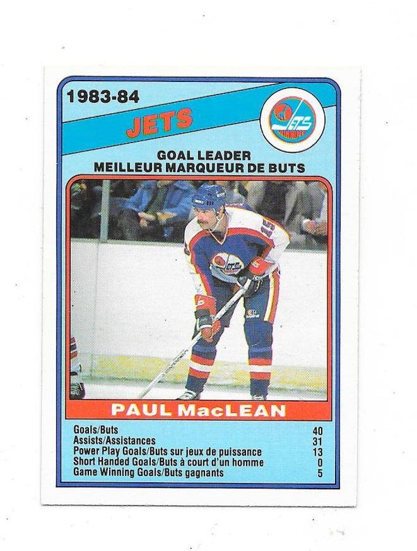 1984-85 OPC NHL Ice Hockey Card #371 Paul MacLean , Winnipeg Jets
