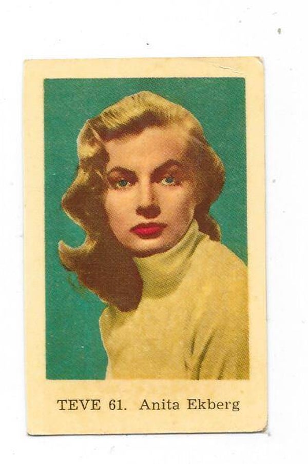 1962 Dutch Gum Teve Set trading card #61 Anita Ekberg
