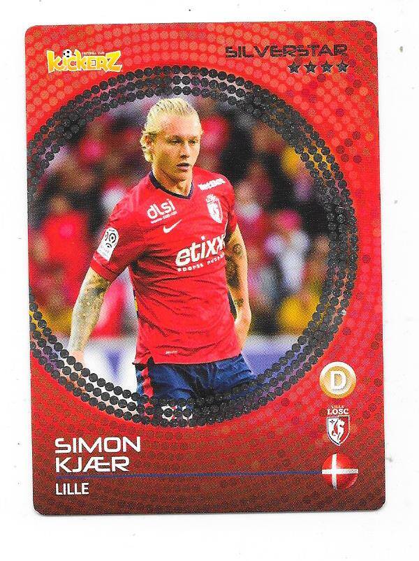 2014-15 Swedish Kickerz Silverstar Football card # Simon Kjær , Lille & Denmark