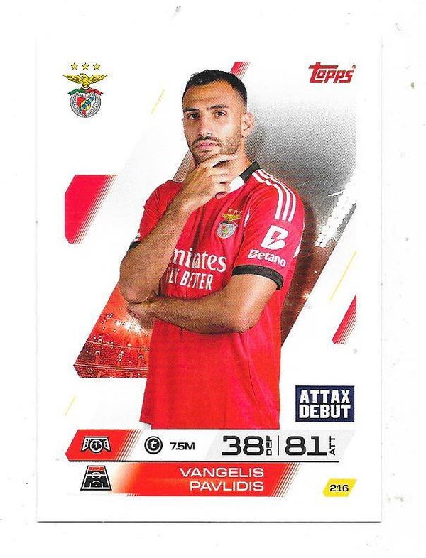 2025-26 Topps Match Attax #216 Vangelis Pavlidis , SL Benfica