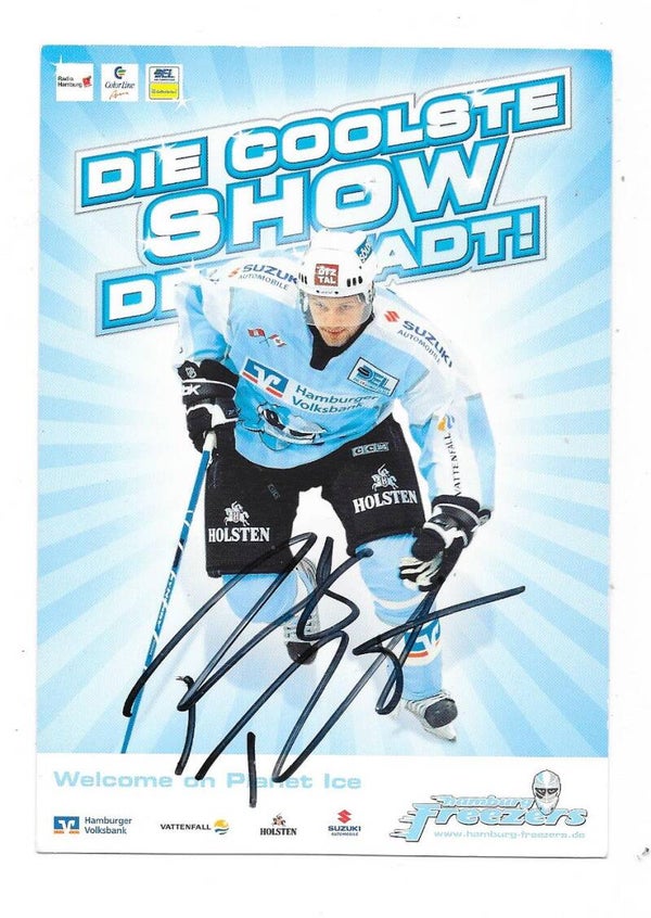 2007-08 German Hamburg FreezersAutographed Teamissued Card #15 Francois Fortier , Sherbrooke Faucons