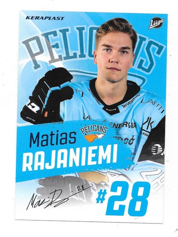 2021-22 Finnish Pelicans Teamissued Ice Hockey Card #28 Matias Rajaniemi , Worcester Railers