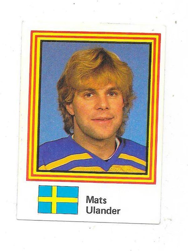 1983 Swedish Semic WC Ice Hockey Sticker #18 Mats Ulander , Sweden & EHC Lustenau