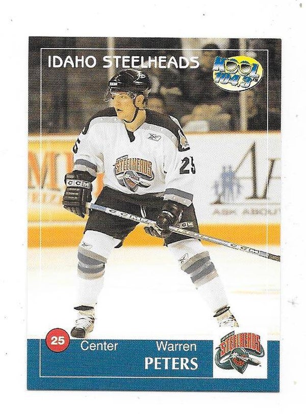2004-05 Idaho Steelheads Teamissued #25 Warren Peters  Minnesota Wild , Saskatoon Blades