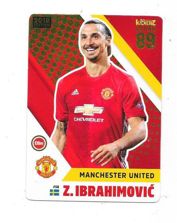 2017-18 Swedish Kickerz Goldstar #58 Zlatan Ibrahimovic , Manchester United & Sweden