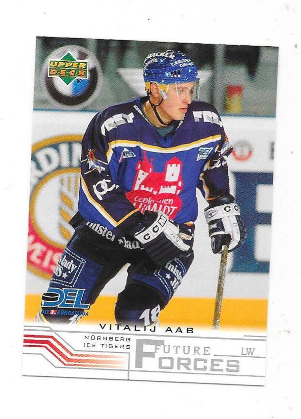 2001-02 German Upper Deck Future Forces Ice Hockey Card #266 Vitalij Aab , Nürnberg Ice , Tigers Sioux City Metros