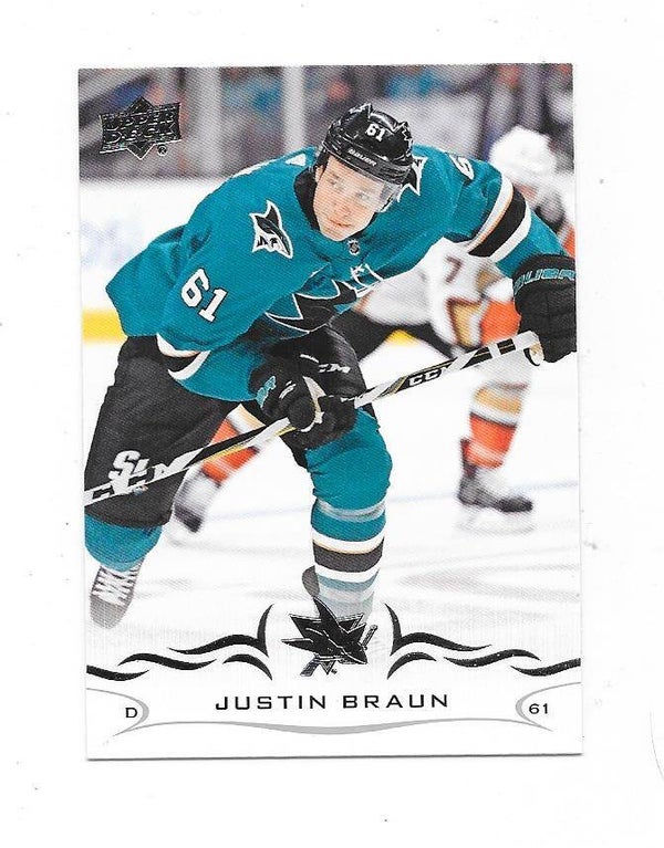 2018-19 Upper Deck NHL Ice Hockey Card  #403 Justin Braun , San Jose Sharks