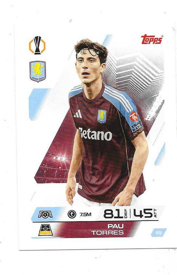2025-26 Topps Match Attax #85 Pau Torres , Aston Villa