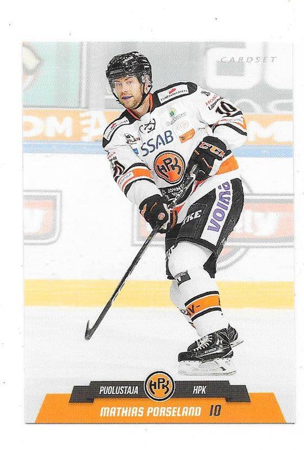 2017-18 Finnish Cardset #15 Mathias Porseland  HPK , Frölunda HC