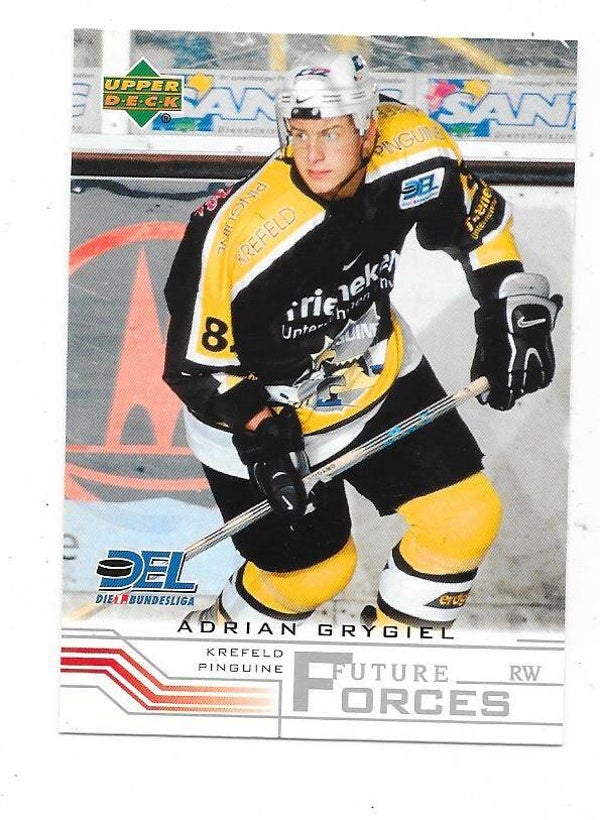 2001-02 German Upper Deck Future Forces Ice Hockey Card #258 Adrian Grygiel , Krefeld Pinguine