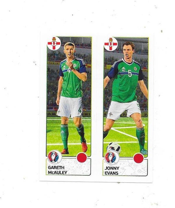 2016 Panini UEFA EURO Sticker #321 Gareth McAuley & Jonny Evans , Northern Ireland