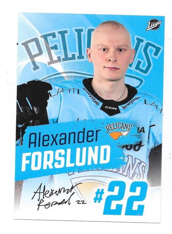 2021-22 Pelicans TeamIssued Ice Hockey  Card #22 Alexander Forslund