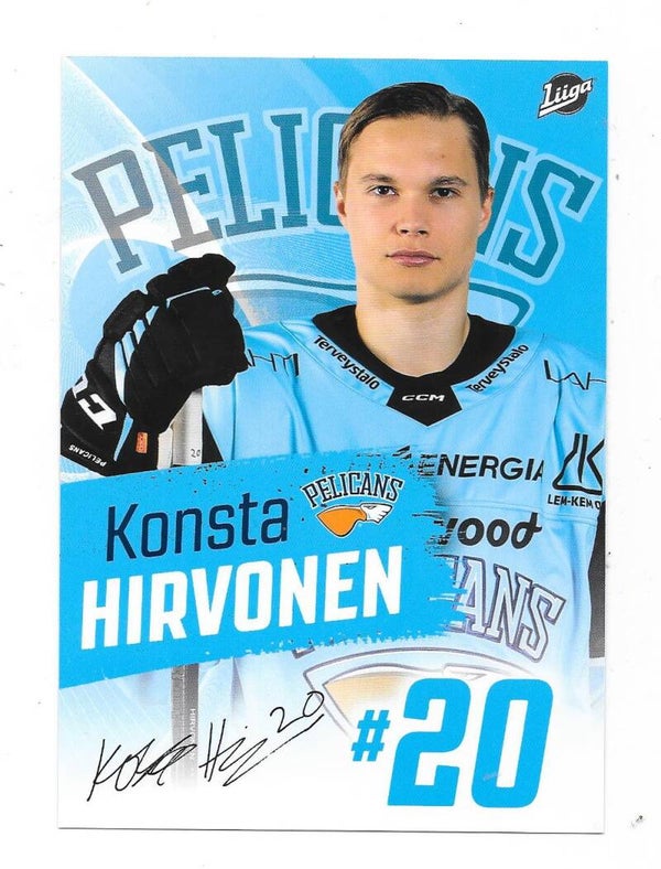2021-22 Pelicans TeamIssued Ice Hockey  Card #20 Konsta Hirvonen
