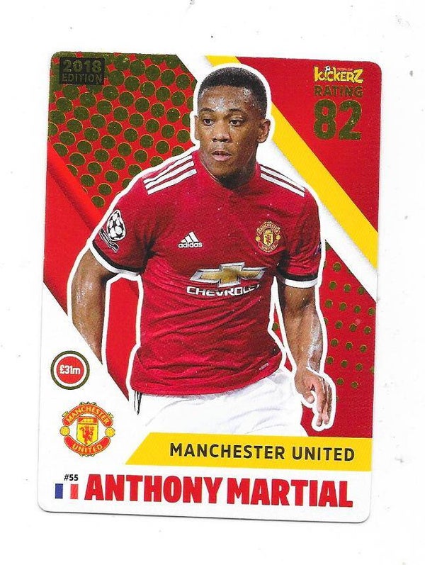 2017-18 Swedish Kickerz Goldstar Football card #55 Anthony Martial , Manchester United , France