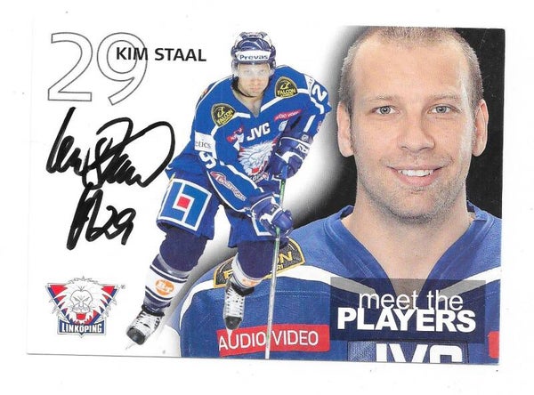 2007-09 Swedish Linköping HC Teamissued Ice Hockey Card #29 Kim Staal , Herlev Ishockey
