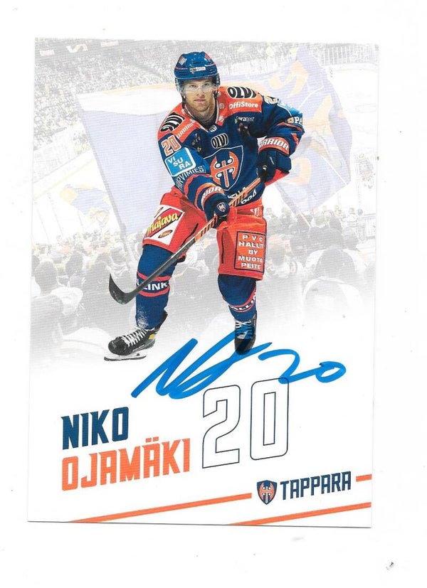 Finnish Tappara Tampere Signatured Teamissued Ice Hockey Card #20 Niko Ojamäki