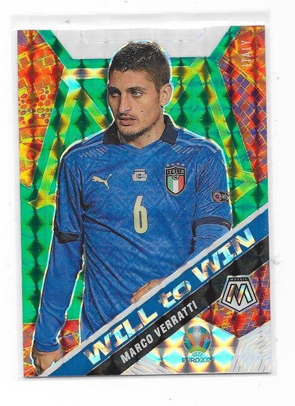 2020 Panini Mosaic Green Prizm UEFA EURO 2020 Will to Win #31 Marco Verratti   Italia