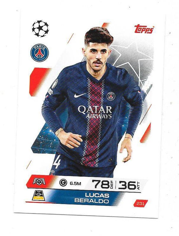 2025-26 Topps Match Attax Champions League  #231 Lucas Beraldo , Paris Saint-Germain , France