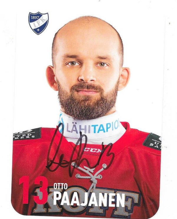 2019-20 Finnish HIFK Helsinki Autographed Teamissued Card #13 Otto Paajanen