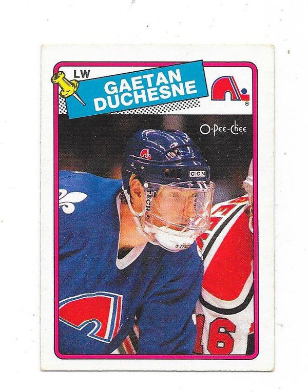 1988-89 OPC #208 Gaetan Duchesne , Quebec Nordiques RC