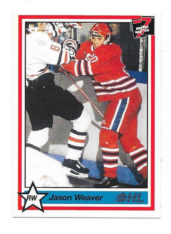 1989-90 7th Inn Sketch OHL #348 Jason Weaver Oshawa Generals , Sheffield Steelers