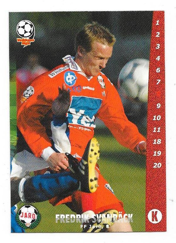 2002 Finnish Cardset Football #85 Fredrik Svanbäck , Jaro FF , Helsingborgs IF