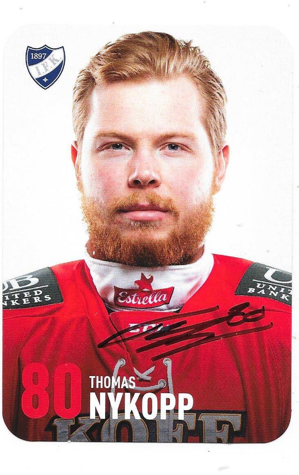 2019-20 Finnish HIFK Helsinki Autographed Teamissued Card #80 Thomas Nykopp