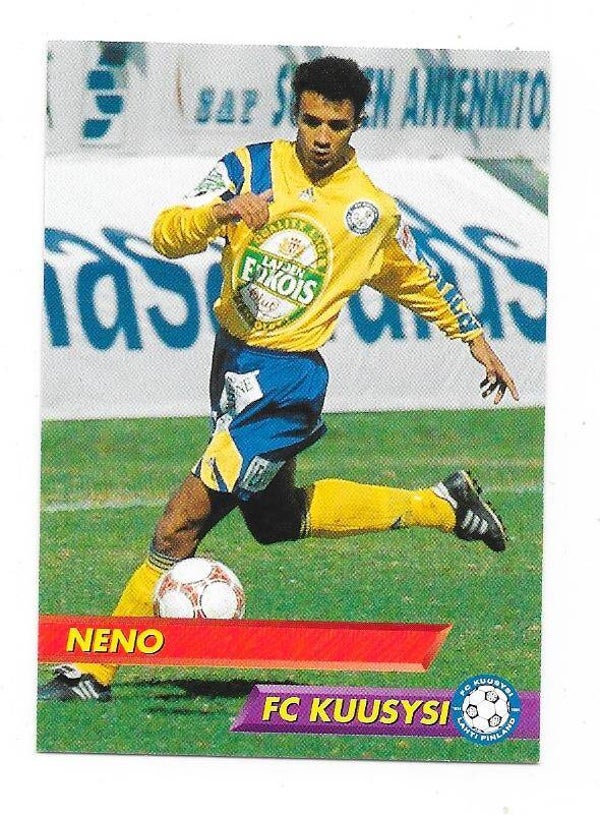 1994 Finnish Sunset Football card #62 NENO , FC Kuusysi Lahti , Brasil