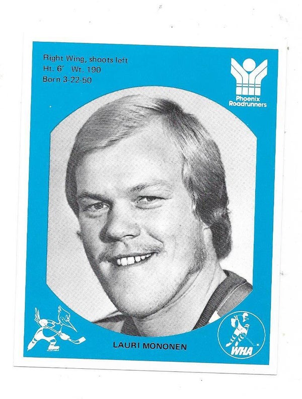 1976-77 Phoenix Roadrunners Teamissued WHA #24 Lauri Mononen , SC Bern