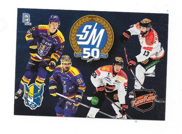 2024-25 Finnish Blueline Liiga 50th anniversary JUKURIT Oversized  Boxcard # Topias Hynninen , Peter Abbandonato , Vilmos Gallo , Otto Paajanen