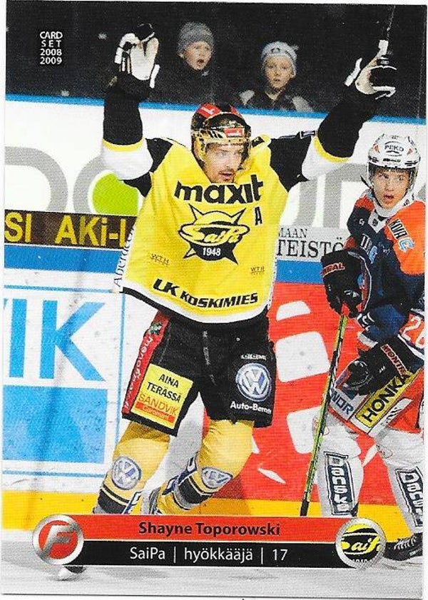 2008-09 Finnish CardSet #325 Shayne Toporowski , Saipa & Prince Albert Raiders