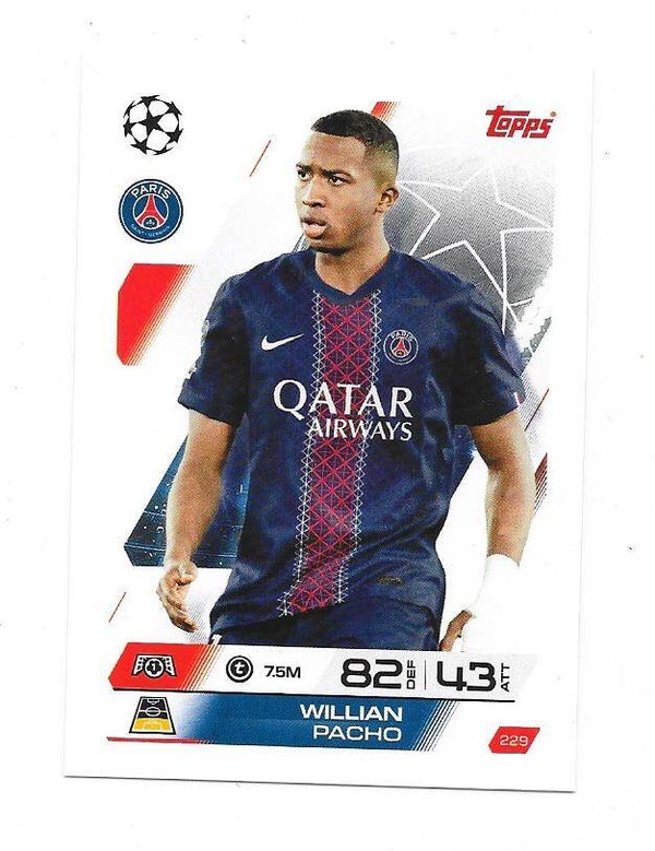 2025-26 Topps Match Attax Champions League  #2229 William Pacho , Paris Saint-Germain , France