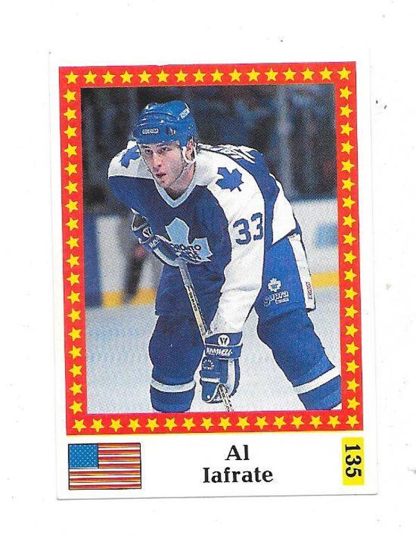 1991 Finnish Semic WC Ice Hockey Sticker Marabou back #135 Al Iafrate , Toronto Maple Leafs