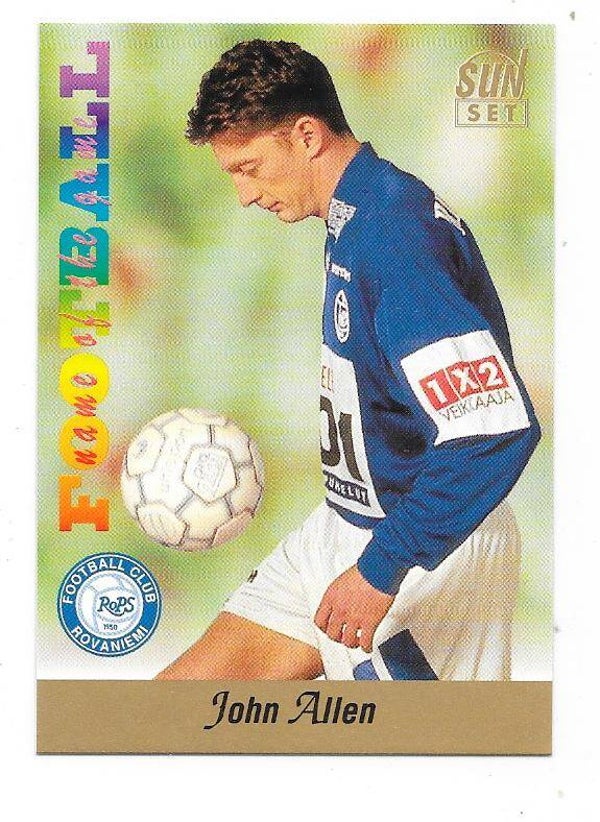 1994 Finnish Sunset Football card #120 John Allen , RoPS , Chester City ,  Wales
