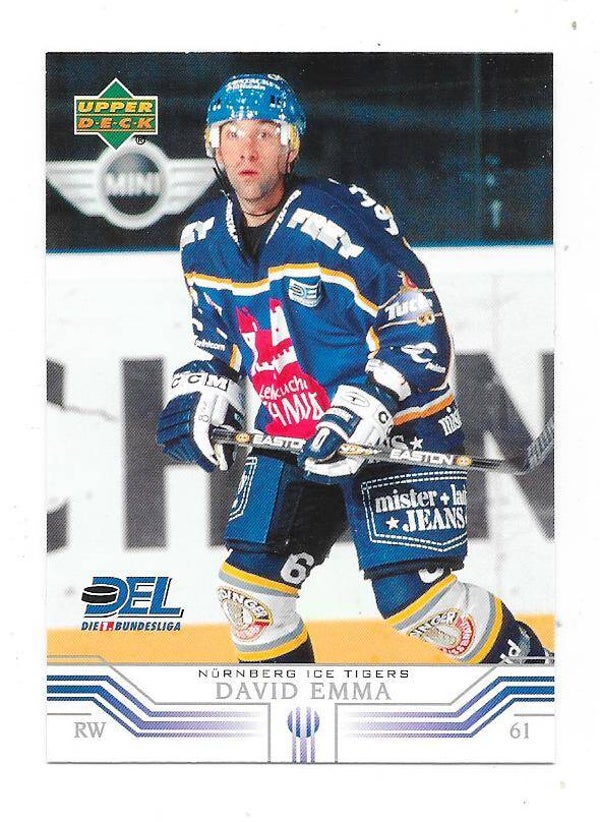 2001-02 German DEL Upper Deck #201 David Emma , Nurnber Ice Tigers , Boston College