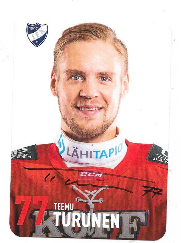 2019-20 Finnish HIFK Helsinki Autographed Teamissued Card #77 Teemu Turunen