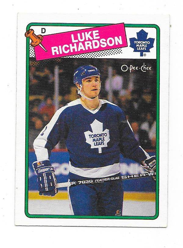 1988-89 OPC #245 Luke Richardson , Toronto Maple Leafs RC
