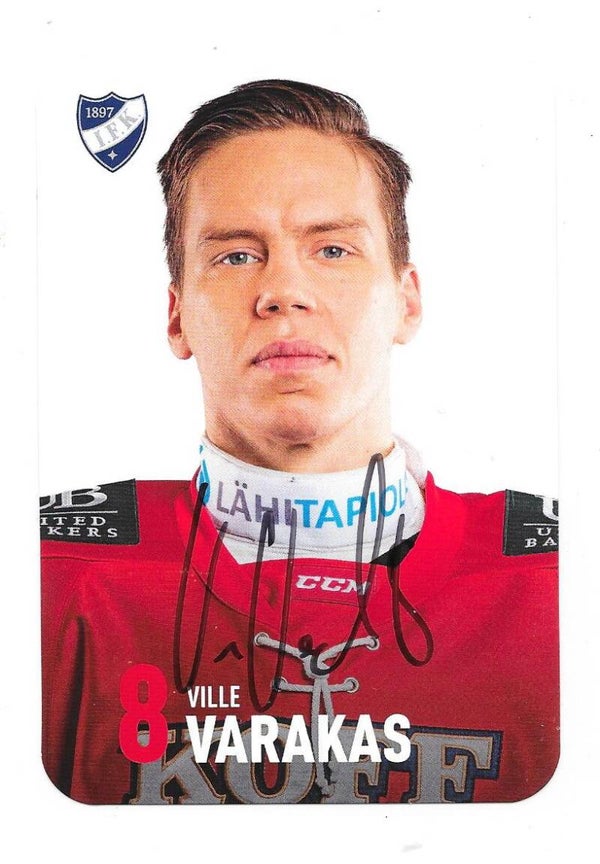 Finnish HIFK Helsinki Autographed Teamissued Card #8 Ville Varakas