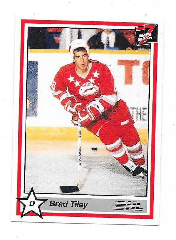 1989-90 7th Inn Sketch OHL #173 Brad Tiley  Sault Ste.Marie Greyhounds , Iserlohn Roosters