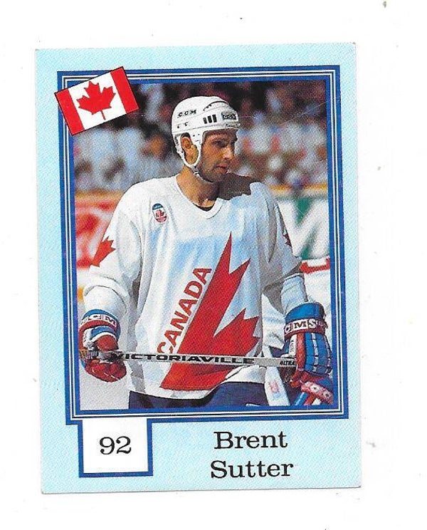 1992 Finnish Semic WC Ice Hockey Sticker #92 Brent Sutter , Canada