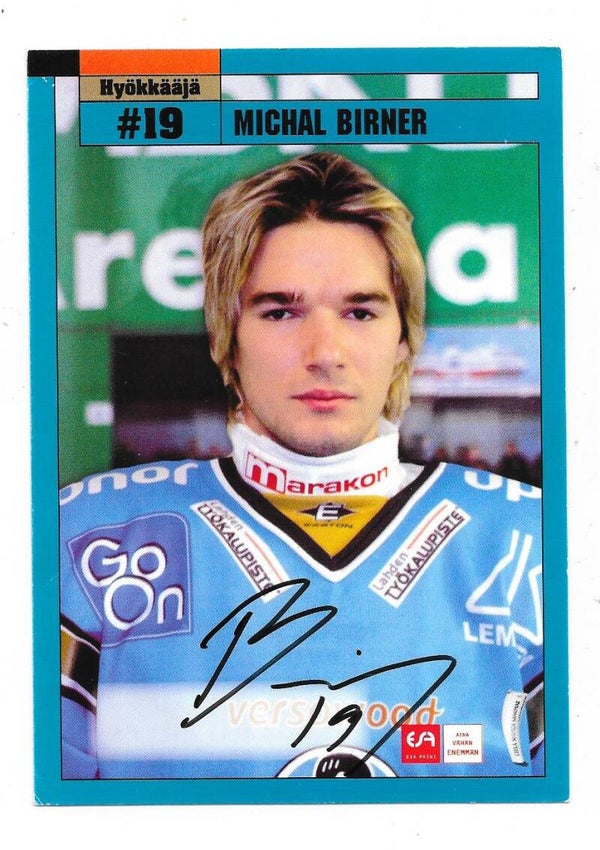 2008-09 Finnish Pelicans autographed ice hockey Teamissued card #19 Michal Birner , Bílí Tygři Liberec